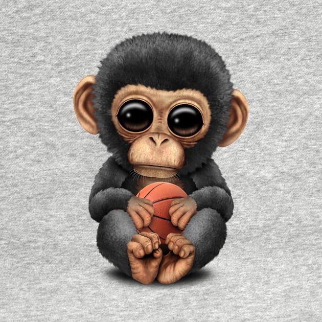 Cute Baby Chimp Playing With Basketball by jeffbartels